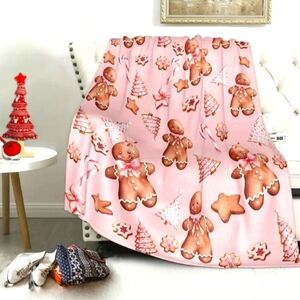 Pink Gingerbread Christmas Throw